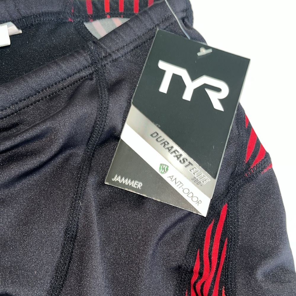 Tyr taper splice jammer bathing suit bottom racing suit red black stripe 26 new - Picture 4 of 5
